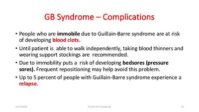 Complications of Guillain-Barre Syndrome and are in danger of
